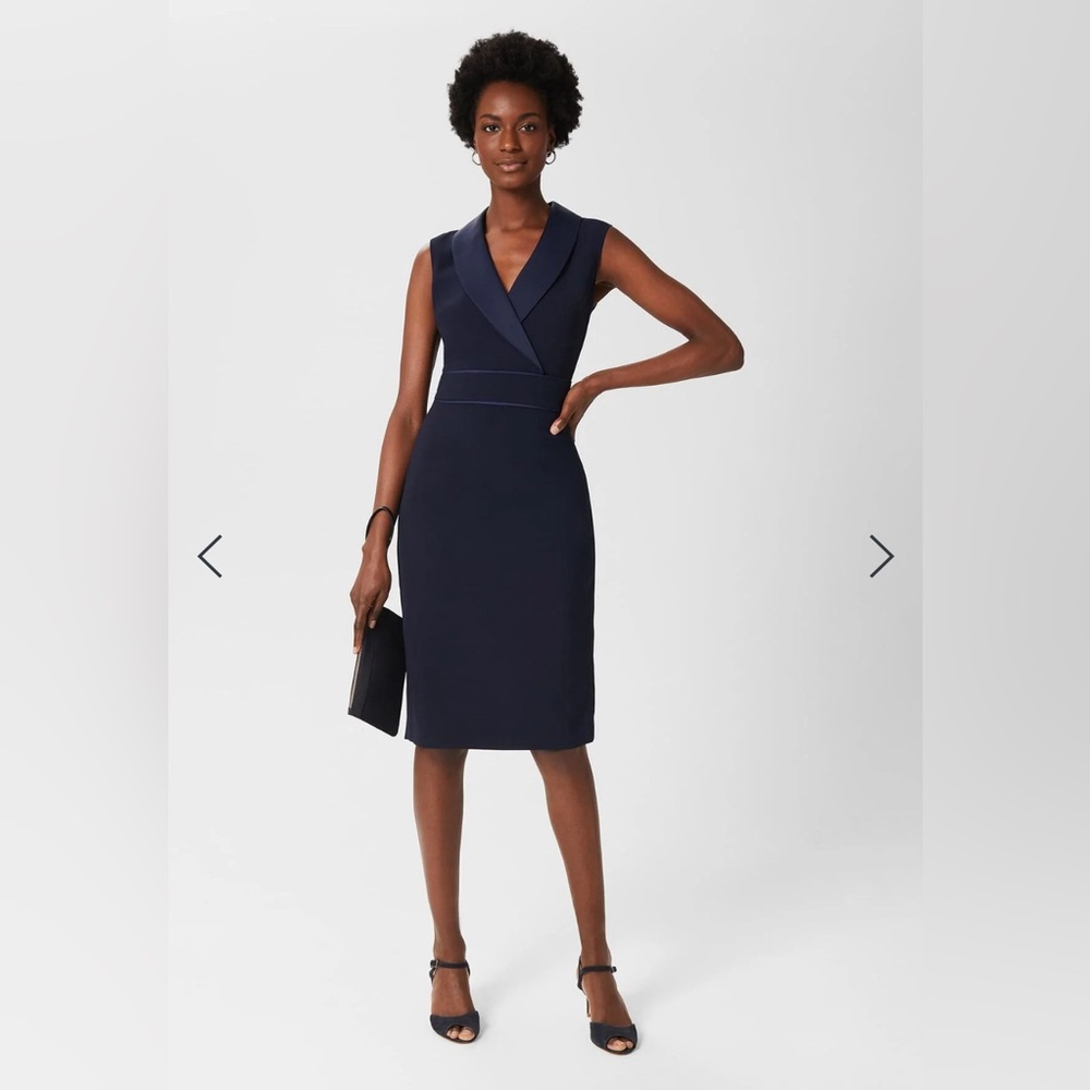 NWT Hobbs London Kara Tux Shift Dress, Midnight Navy, US Size 6 - Picture 8 of 9